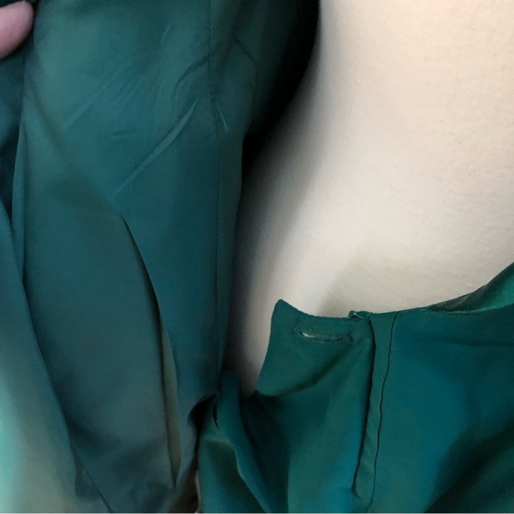 Vintage PSI Night Silk Wrap Power Dress Green 10 - Picture 11 of 15